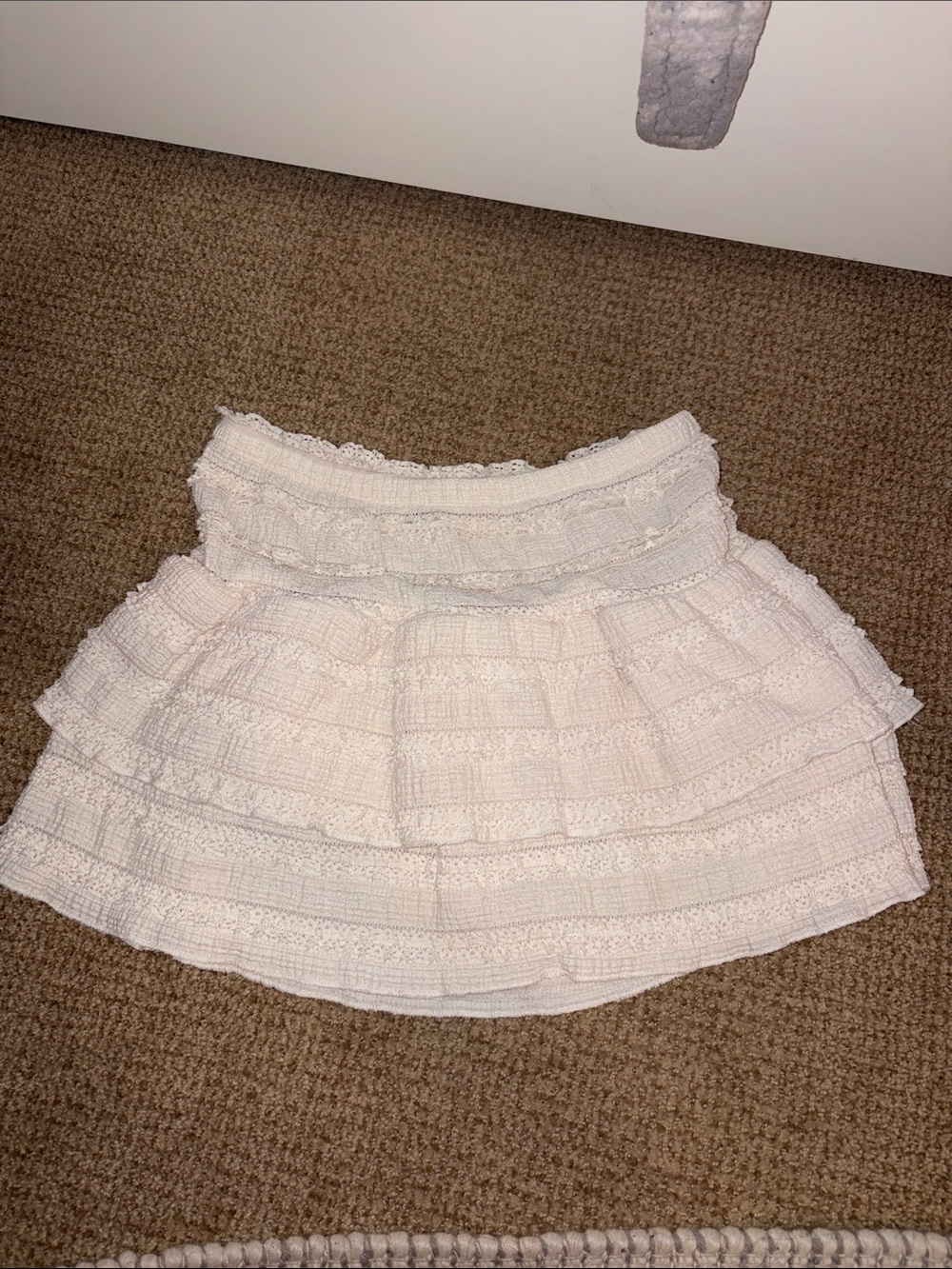 SHEIN Cream Tiered Ruffle Skater Skirt